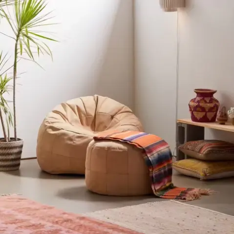 More Design Top Quality Modern Simple Minimalist Comfort Velvet Leisure Fabric Reclining Lounge Living Room Bean Bag Chair