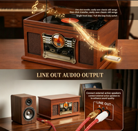 Tourne-disque en bois esthétique vintage professionnel tout-en-un, hub musical HiFi sans fil, tourne-disque, lecteur CD, cassette, radio, USB, SD, RCA