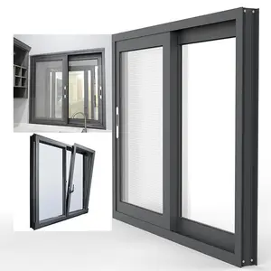 Ventanas correderas de tragaluz de aluminio de alta calidad: persianas eléctricas, parte superior fija y parte inferior deslizante