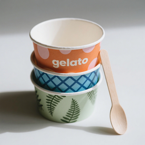 Vaso de papel desechable Contenedores de helado Vaso de papel Gelato con tapa Logotipo impreso personalizado Papel Embalaje de yogur congelado - Product Image 4