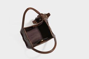 Bolso de mano estilo cubo de imitación tejida, novedad 2026, de cuero suave, casual, a la moda, versátil, bandolera, tote, poliéster - Product Image 6