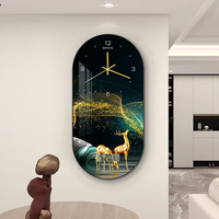 Jam Dinding Kristal Porselen Mewah Modern Ukuran Besar, Desain Kreatif Lukis, Dekorasi Ruang Tamu, Restoran, dan Rumah