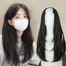 Parrucca da donna capelli umani vergini 100% lunghi con capelli lunghi 34 pollici in stile Yaki - Product Image 1