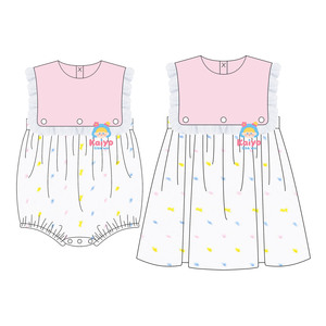 Vestito da Principessa per Bambine <span class=keywords><strong>Bianco</strong></span> con Pizzo Traforato Abbigliamento Coordinato Estivo a Pois Svizzeri per Bambine - Product Image 1