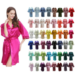 <span class=keywords><strong>Robe</strong></span> de mariée en Satin de soie, 55 couleurs, blanc, couleur unie, Kimono, <span class=keywords><strong>Robe</strong></span> du matin, mariage - Product Image 1