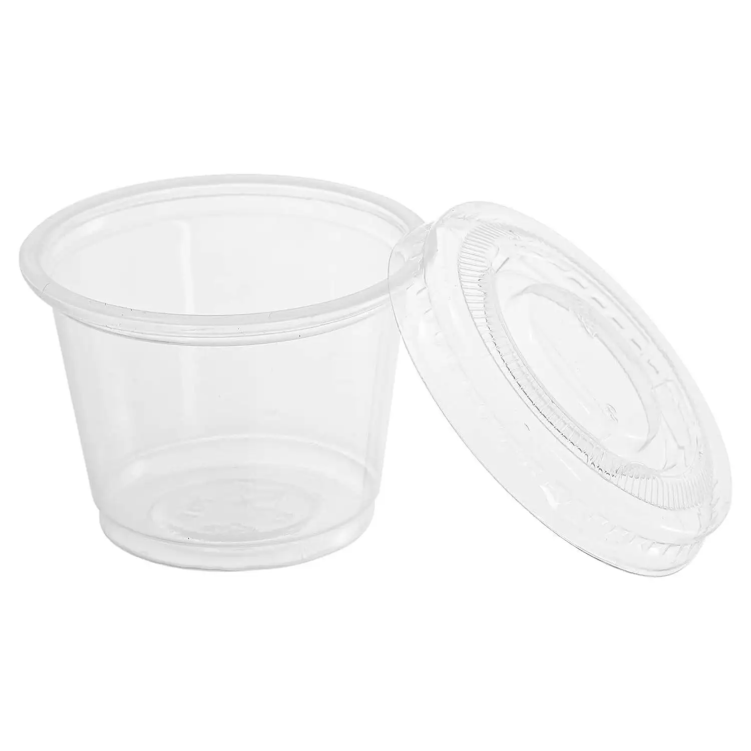 Envase de plastico para bebidas con tapa taza de pudín desechable con tapas mini tazas de plástico desechable PP taza de salsa de plástico