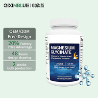 Glycinate de magnésium Vitamine B6 120 mg Capsules végétaliennes 120 unités Complément alimentaire stimulant l'énergie OEM Marque privée 2 capsules