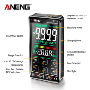 Multimètre numérique intelligent ANENG 621A à écran tactile, testeur multi-champs, transistor, 9999 True RMS, gamme automatique, DC/AC, 0.1 - Product Image 2