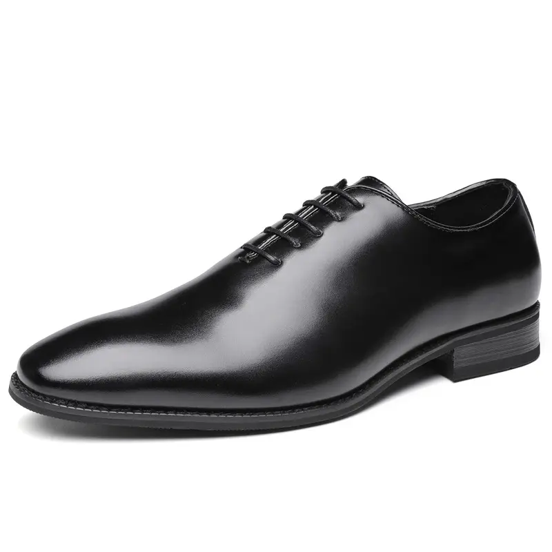 2024 men's new leather lace-up pointed toe rubbing color business leather shoes formal dress young gentleman lace-up shoes