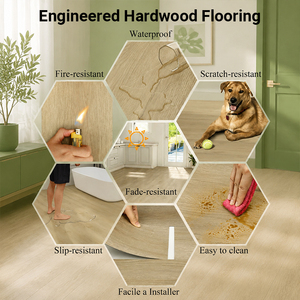 Durable Modern White Oak Anti-Scratch Waterproof UV Lacquered <b>Engineered</b> Hardwood <b>Floors</b> for Living Room & Bathroom - Product Image 5