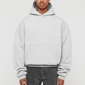100% coton français éponge pull sweats logo personnalisé sweat à capuche uni printemps Streetwear poids lourd surdimensionné sweat à capuche vierge - Product Image 3