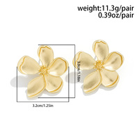 Anting Tusuk Trendy Berlapis Emas 18K dari Paduan Seng Gaya Prancis, Desain Minimalis Tidak Beraturan Bentuk Bunga Plumeria untuk Pesta