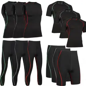 Männer Compression Kleidung Gym Tragen Basis Schicht Strumpfhosen 2 Stück Mantel Lange Hose Männer Anzug Supplex Active