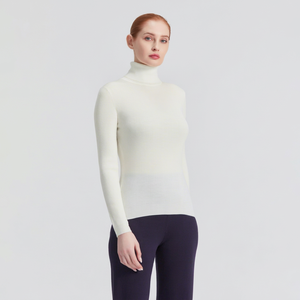 Pull à col roulé pour femme, tricot côtelé, manches longues, minimaliste, noir uni, pull d'hiver - Product Image 3