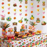 Décorations suspendues pour fête hawaïenne Luau, bannière de fête Aloha hawaïenne, guirlande tropicale Luau pour la décoration de fête d'anniversaire ou de retraite