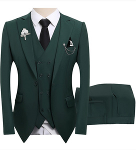 Abito da <span class=keywords><strong>uomo</strong></span> slim-fit a tre pezzi con perline, monopetto, collo a revers, in poliestere, per matrimonio, sposo, testimone o abito da lavoro - Product Image 5