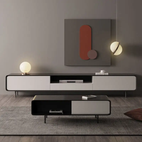Meubles de salon en gros à finition très brillante : Meuble TV, console multimédia en bois, ensemble meuble TV et table basse, unité murale TV