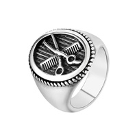 Benutzer definierte Edelstahl Friseur Schmuck Siegels chere und Kamm Fingerring
