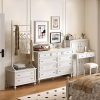 Miti Coiffeuse style français en bois massif blanc avec miroir de maquillage, haut de gamme, pour chambre principale, chevet ou petit appartement