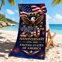 Serviettes de bain ultra douces et très absorbantes avec motif drapeau du 250e anniversaire, serviettes de toilette pour cuisine, salle de bain, hôtel, salle de sport