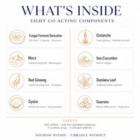 Complexe liquide de 8 extraits botaniques et marins, mélange de ginseng rouge, maca, huître, concombre de mer, goji, igname et bardane