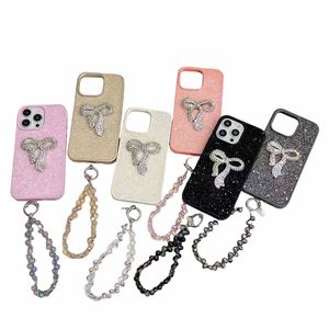 Funda para Teléfono Móvil con Correa de Muñeca y Protección 360° de <span class=keywords><strong>PC</strong></span> Rígido con Cuentas y Dijes de Mariposa con Brillantina de Diamantes para 16 - Product Image 1