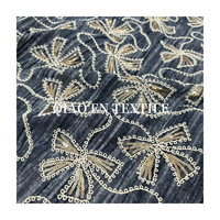 Tissu brodé perlé rétro en brocart tridimensionnel, nouveau style chinois, style national, non élastique, 100 % polyester pour femme