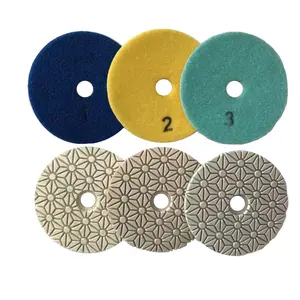 100mm 3 step New Pattern dry diamond polishing pads white color for marble granite stone quartz