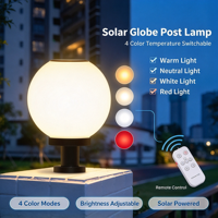 Lampe solaire à pilier LED IP65 étanche, allumage/extinction automatique, 4 couleurs, pour portail, jardin, clôture, villa, allée
