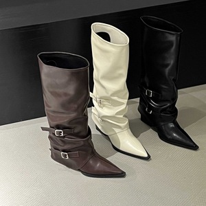 Women Knee High <b>Boots</b> Ladies Fashion <b>Boots</b> 2025 Autumn and Winter New Two-way Thick-soled Pleated Stacked <b>Boots</b> for Girls - Product Image 2