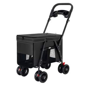 फोल्डेबल पोर्टेबल डिटेचटेबल थोक 4 पहियों को प्रबलित सार्वभौमिक यात्रा कुत्ते शो ट्रॉली - Product Image 3