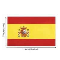 Drapeau espagnol personnalisé en gros, taille 90x150cm, 100% polyester, pour les événements de football, impression numérique 3*5 pieds