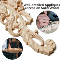 Appliques et décorations en bois pour la décoration de meubles, non peintes, bricolage, appliques en bois sculpté décoratives pour lit, porte, armoire, placard