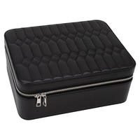 Boîte de rangement pour bijoux en cuir PU de grande capacité, personnalisable, avec chaîne cubaine, organiseur de voyage portable pour montre