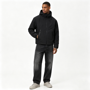 Veste de pluie imperméable coupe-vent à capuche robuste, vestes décontractées personnalisées pour hommes, vêtements pour hommes - Product Image 1