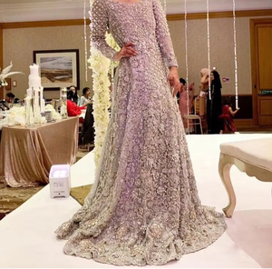 Robe de mariage et de soirée pakistanaise indienne de luxe-Robe longue avec perles de verre en cristal ornées de travail 2019 - Product Image 5