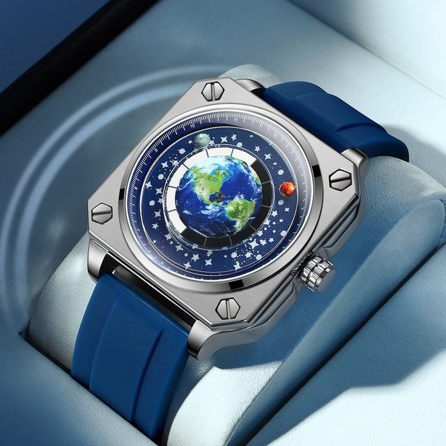 BINBOND S700 Star Sky Men Automatic Quartz Waterproof Business Clock Top Brand Luxury Creative Cool Big Dial Moon Earth Watch