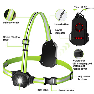 เสื้อกั๊กวิ่ง LED แบตเตอรี่ 2200mAh จากโรงงานโดยตรง พร้อมไฟสีขาวเย็นและสีแดง สำหรับกีฬากลางแจ้ง วิ่งกลางคืน ไฟติดหน้าอก - Product Image 3