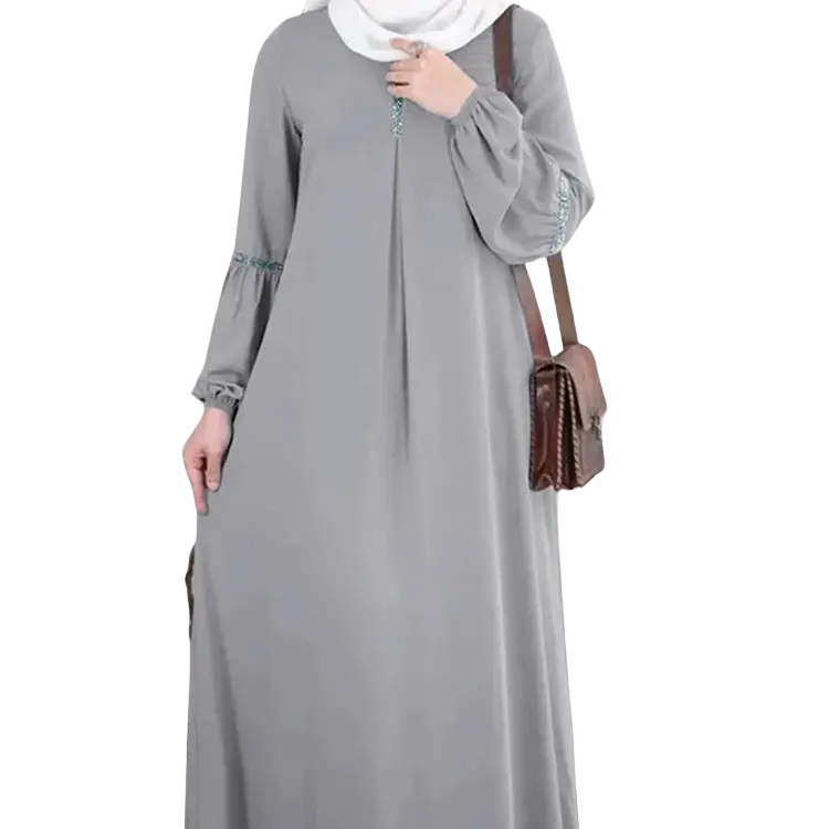 Заводская цена, модное повседневное сарафан с длинными рукавами и блестками, мусульманское платье Абайи, скромное платье