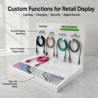 Support d'affichage en acrylique pour câble de charge USB personnalisé avec crochets de suspension, panneau arrière personnalisé pour comptoir de vente au détail, exposition, OEM