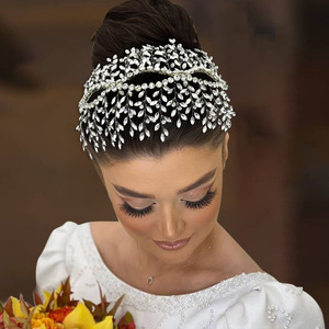 Serre-Têtes de Mariage Couronne Diadème en Cristal Faux Perles Strass Coiffe pour Demoiselles <span class=keywords><strong>d</strong></span>'<span class=keywords><strong>Honneur</strong></span> Fête de Mariage - Product Image 1