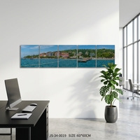Quadro in Acrilico a 5 Pannelli, Arte Astratta Moderna Costiera, Decorazione per Soggiorno e Ufficio, Dipinto Boho da Appendere