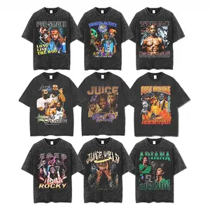 Wholesale Plus Size Mens Hip Hop Stone Streetwear Tshirt 100% Cotton Tee Shirts Distress Oversized Acid Wash Vintage T-Shirts