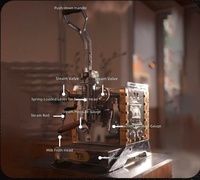 Machine à expresso vintage industrielle à levier à ressort, en acier inoxydable 304, avec deux buses vapeur, pour barista et café à domicile