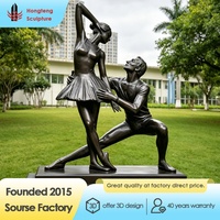 Sculpture en bronze sur mesure grandeur nature de couple dansant, danseuse de ballet, femme ronde célèbre, en laiton et bronze, pour la décoration de village dansant