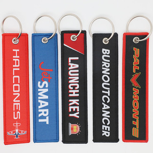 Logo tissé de haute qualité personnalisé Promotion tissu porte-clés avant <span class=keywords><strong>vol</strong></span> Low quantité minimale de commande Jet Tag porte-clés - Product Image 6