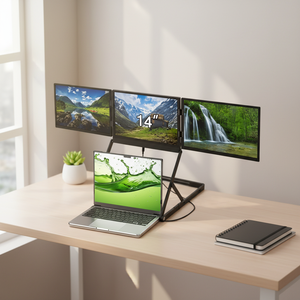 Moniteur portable quadruple 14 pouces avec 1 câble et 3 écrans, écran d'extension pour ordinateur portable FHD 1200P IPS, compatible avec les ordinateurs portables de 12 à 17,3 pouces, Win/Mac - Product Image 1