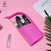 JOYSUN Trousse de rangement portable pour pinceaux de maquillage, avec logo personnalisé, fermeture éclair, en polyester résistant, pour voyage, support autoportant pour crayons