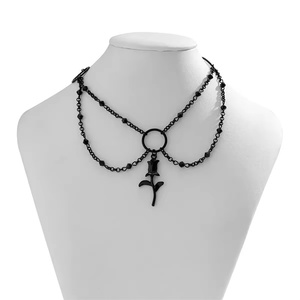 Bijoux fantaisie collier <span class=keywords><strong>gothique</strong></span> tour de cou Halloween cristal gland collier pour femmes rétro noir Rose clavicule unisexe chaîne cadeau - Product Image 5