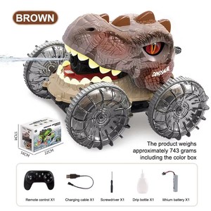 Voiture <span class=keywords><strong>RC</strong></span> amphibie tout-terrain 2.4G pour bataille aquatique, avec pulvérisation et lumière, voiture cascadeuse dinosaure pour enfants - Product Image 5